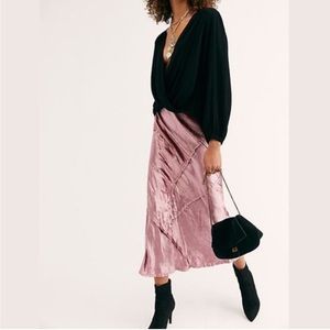 Free People Velvet Midi Skirt